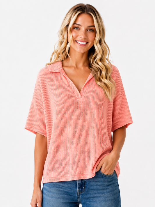 Simply Southern Ribbed Collar Top