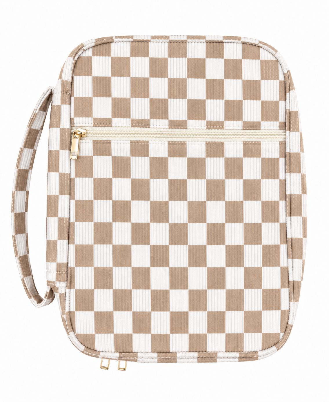 Tan & White Checkered Bible Case with Accessories