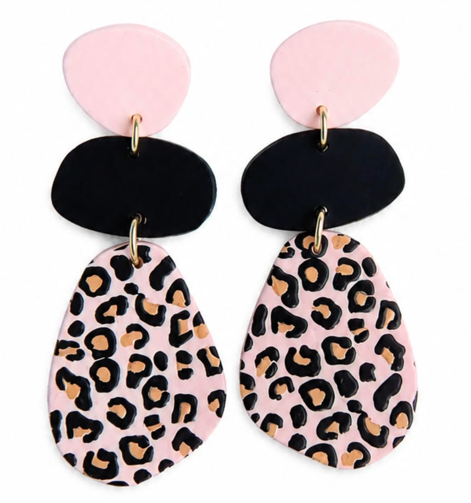 Pink Cheetah Print Earrings