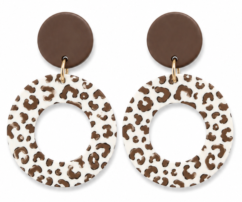 Brown Cheetah Print Earrings