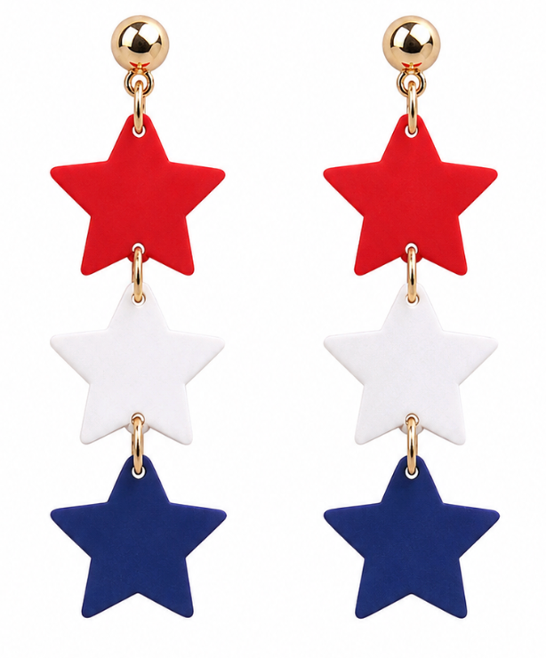 Red, White, & Blue Star Earrings