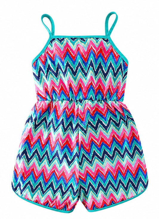 Kids Teal Chevron Romper