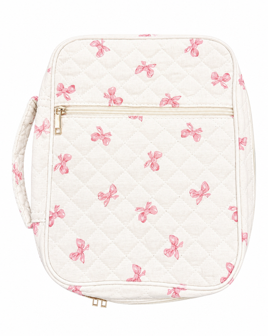 White Bible Case with Pink Bows