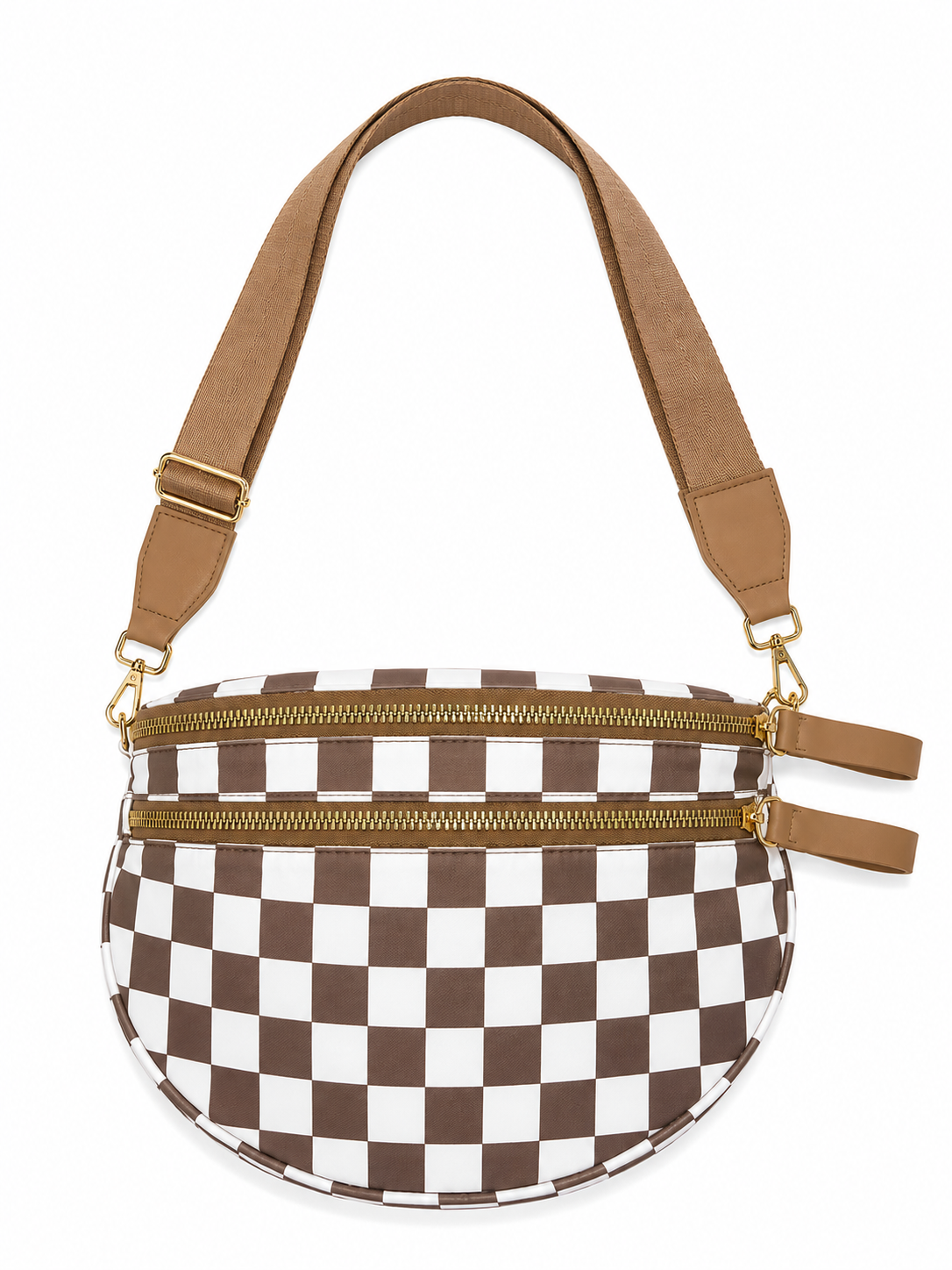 Brown & White Checkered Bum Bag