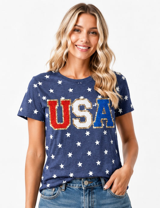 Blue USA Patch T-Shirt