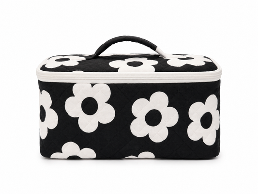 Black & White Floral Cosmetic Bag