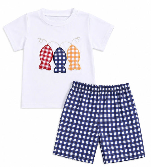 Kids Gingham Fish Set
