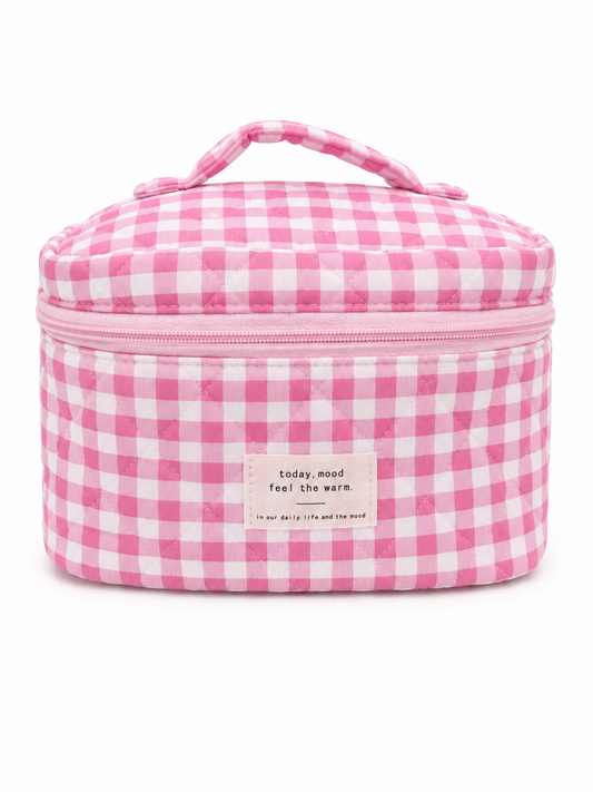 Pink Gingham Cosmetic Bag