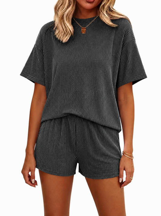 Charcoal Gray Ribbed Set