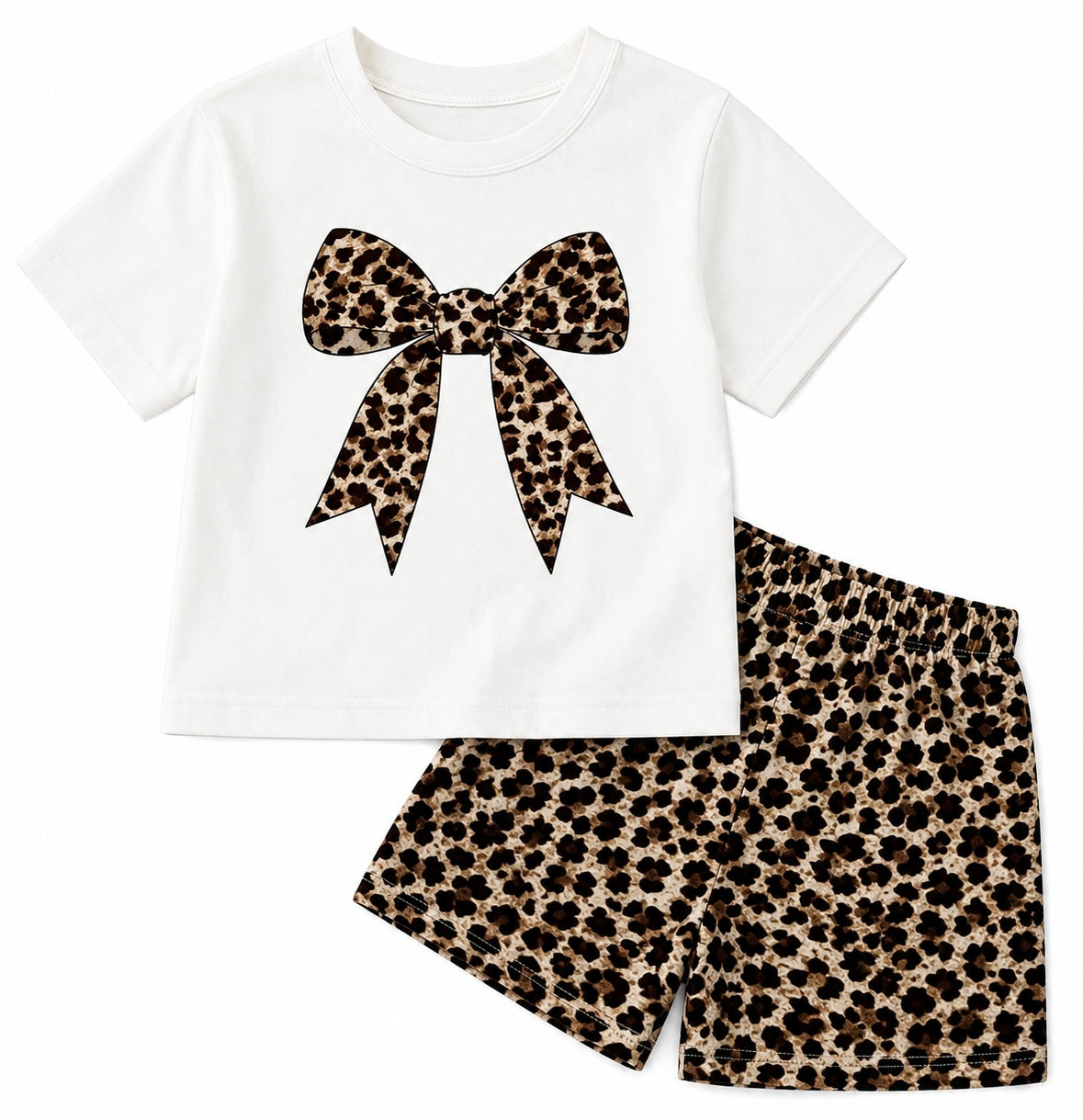 Kids Cheetah Print Bow Set