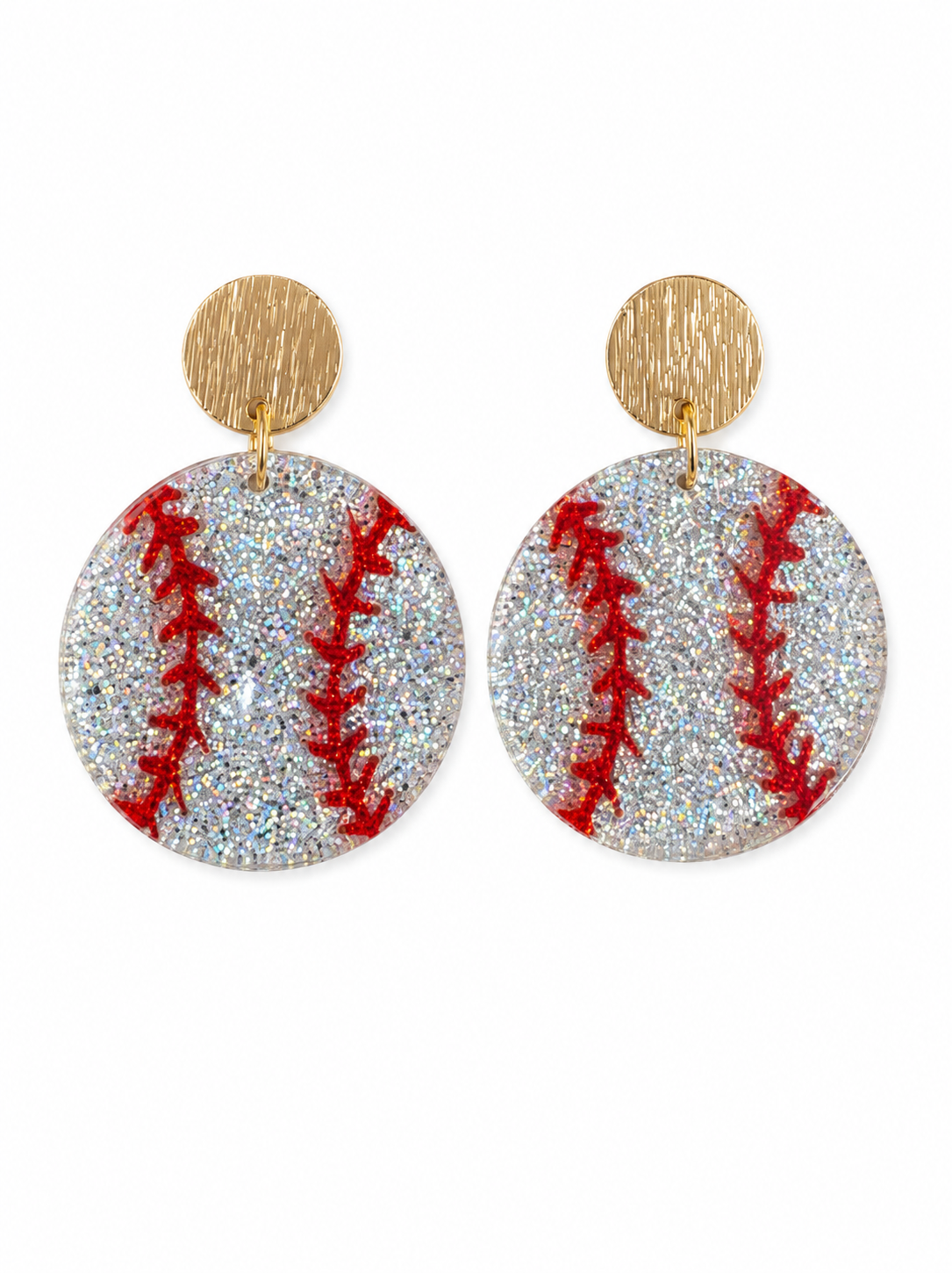 Sparkly Baseball Earrings