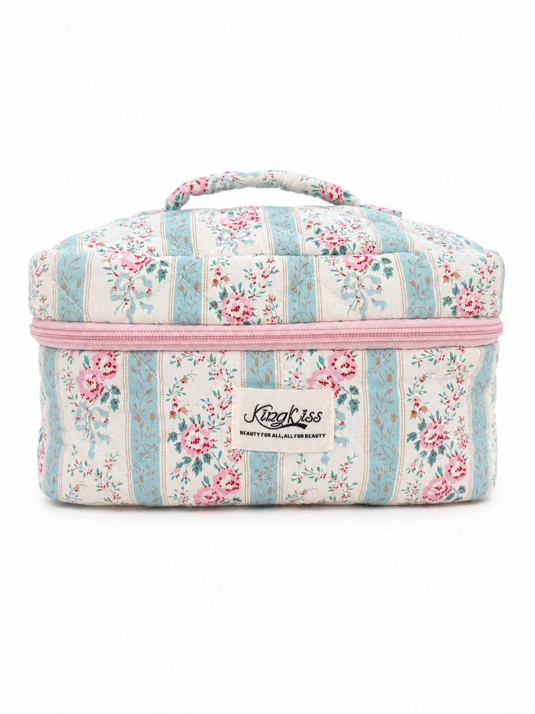 Light Blue & Pink Floral Cosmetic Bag