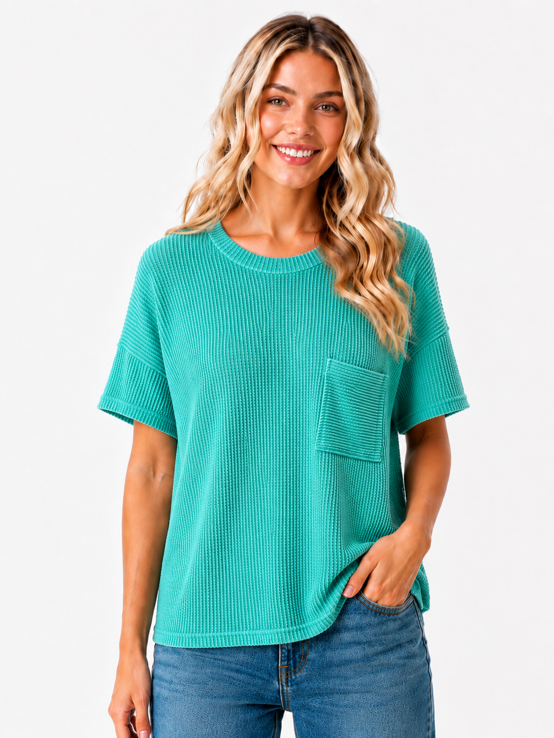 Turquoise Zenana Ribbed Top