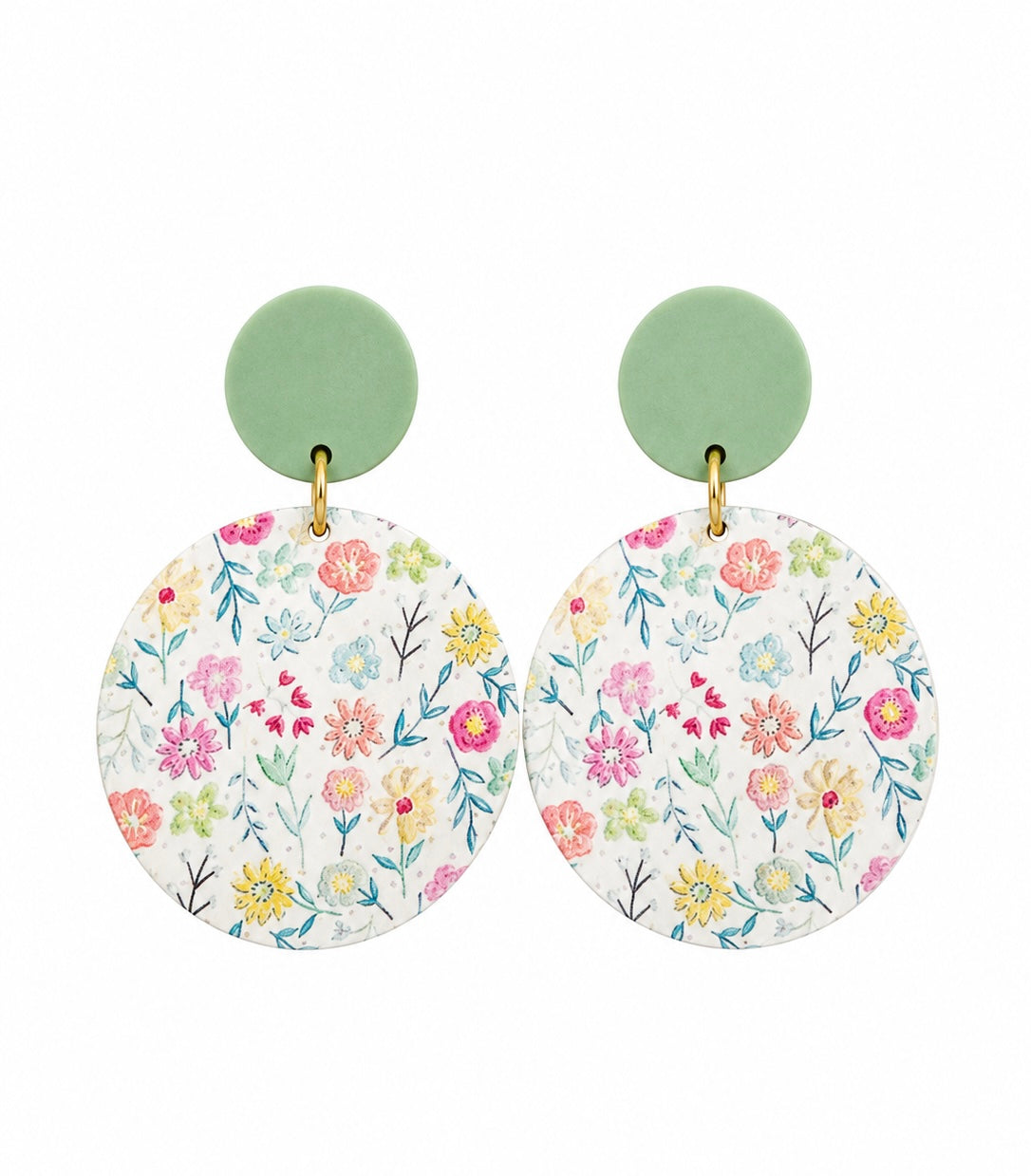 Mint Green Floral Earrings