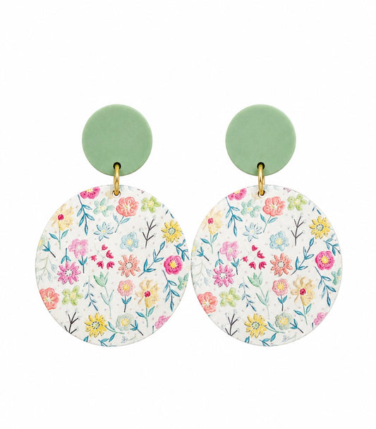 Mint Green Floral Earrings
