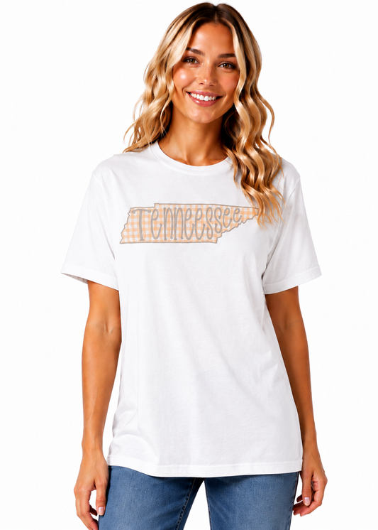 Orange & White Plaid Tennessee Shirt