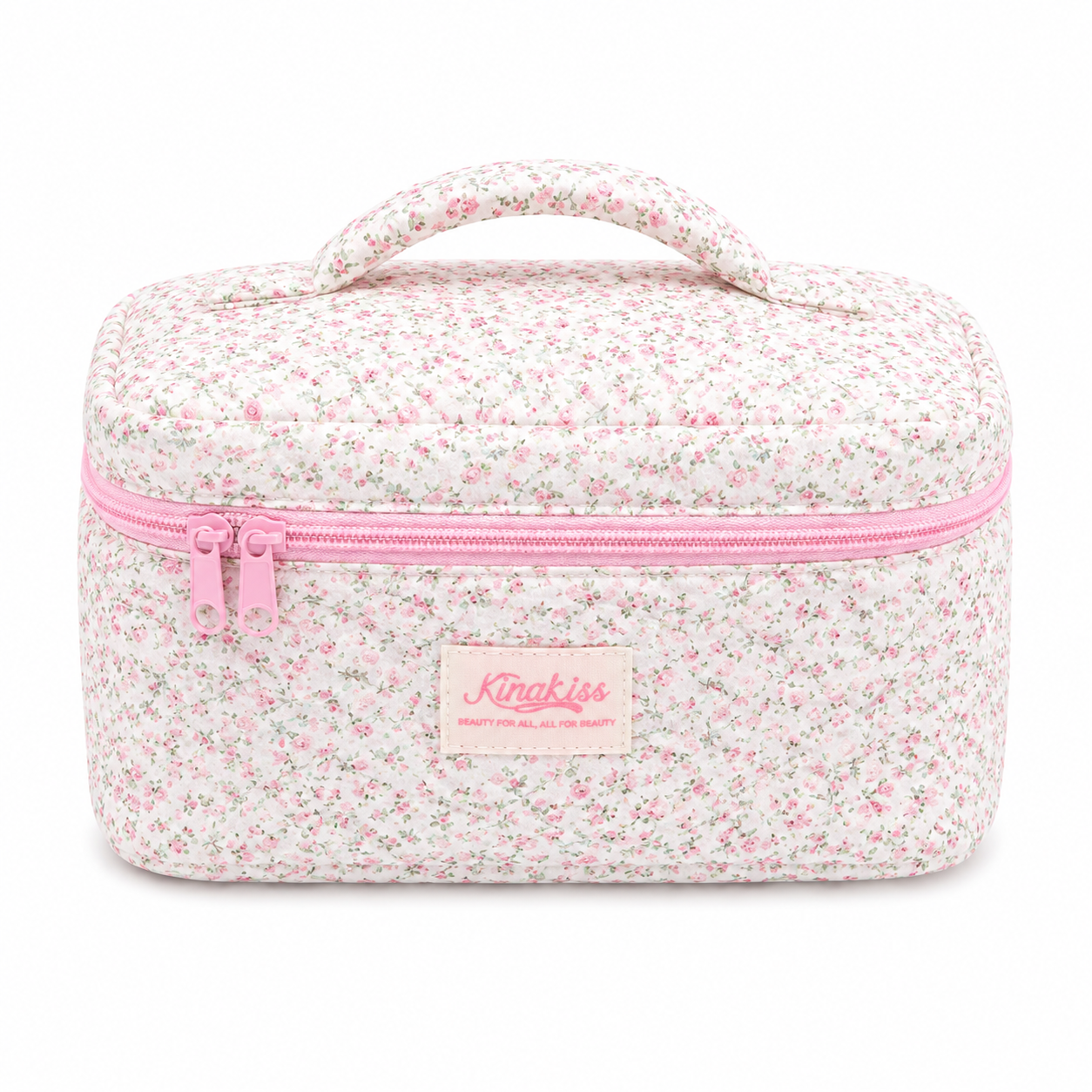 Pink & Green Floral Cosmetic Bag