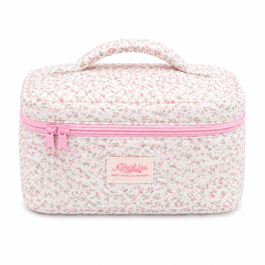Pink & Green Floral Cosmetic Bag