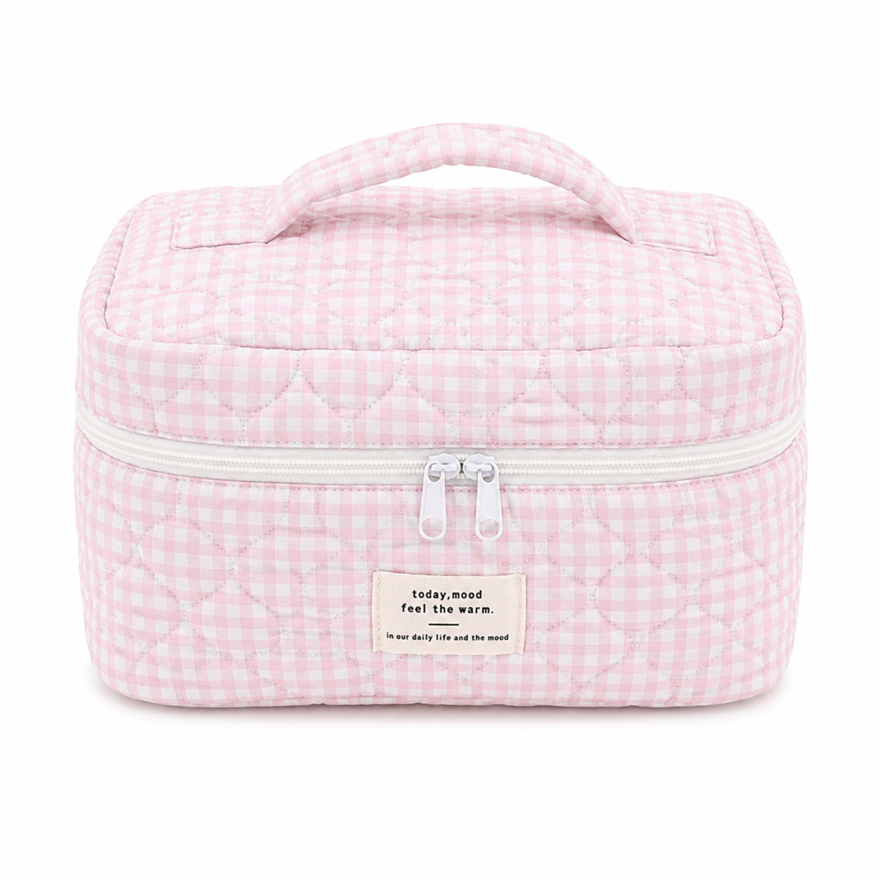 Light Pink Gingham Cosmetic Bag