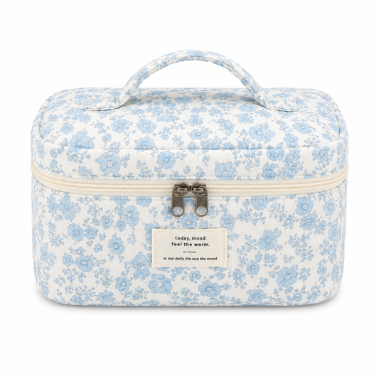 Blue Floral Cosmetic Bag