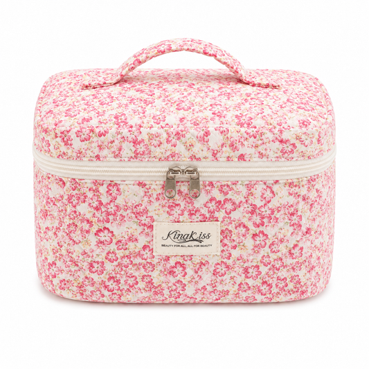 Pink Floral Cosmetic Bag