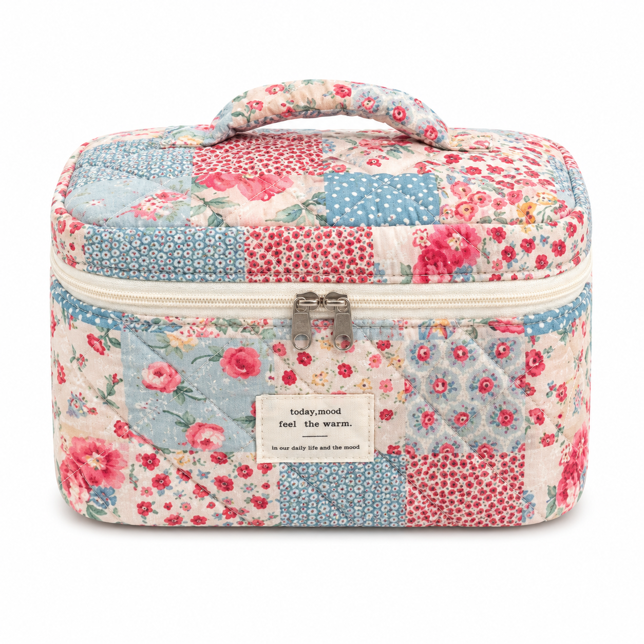 Pink & Blue Patchwork Cosmetic Bag