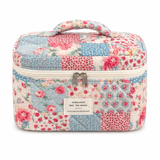 Pink & Blue Patchwork Cosmetic Bag