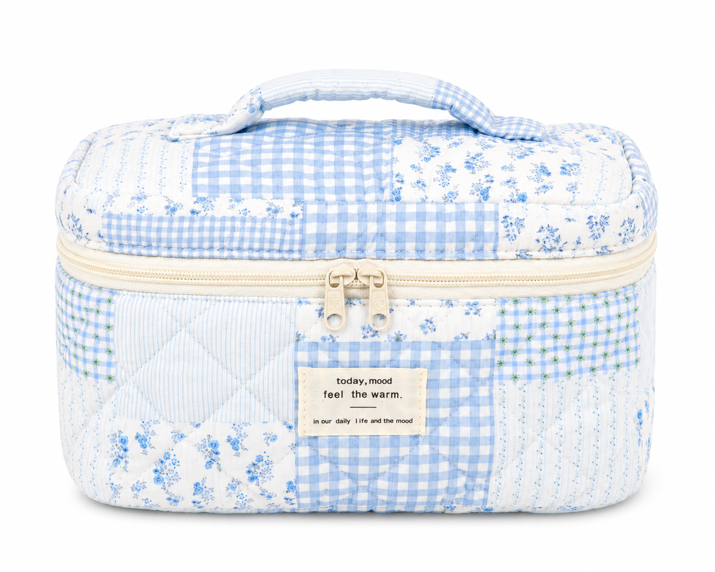 Light Blue Patchwork Cosmetic Bag