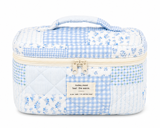 Light Blue Patchwork Cosmetic Bag