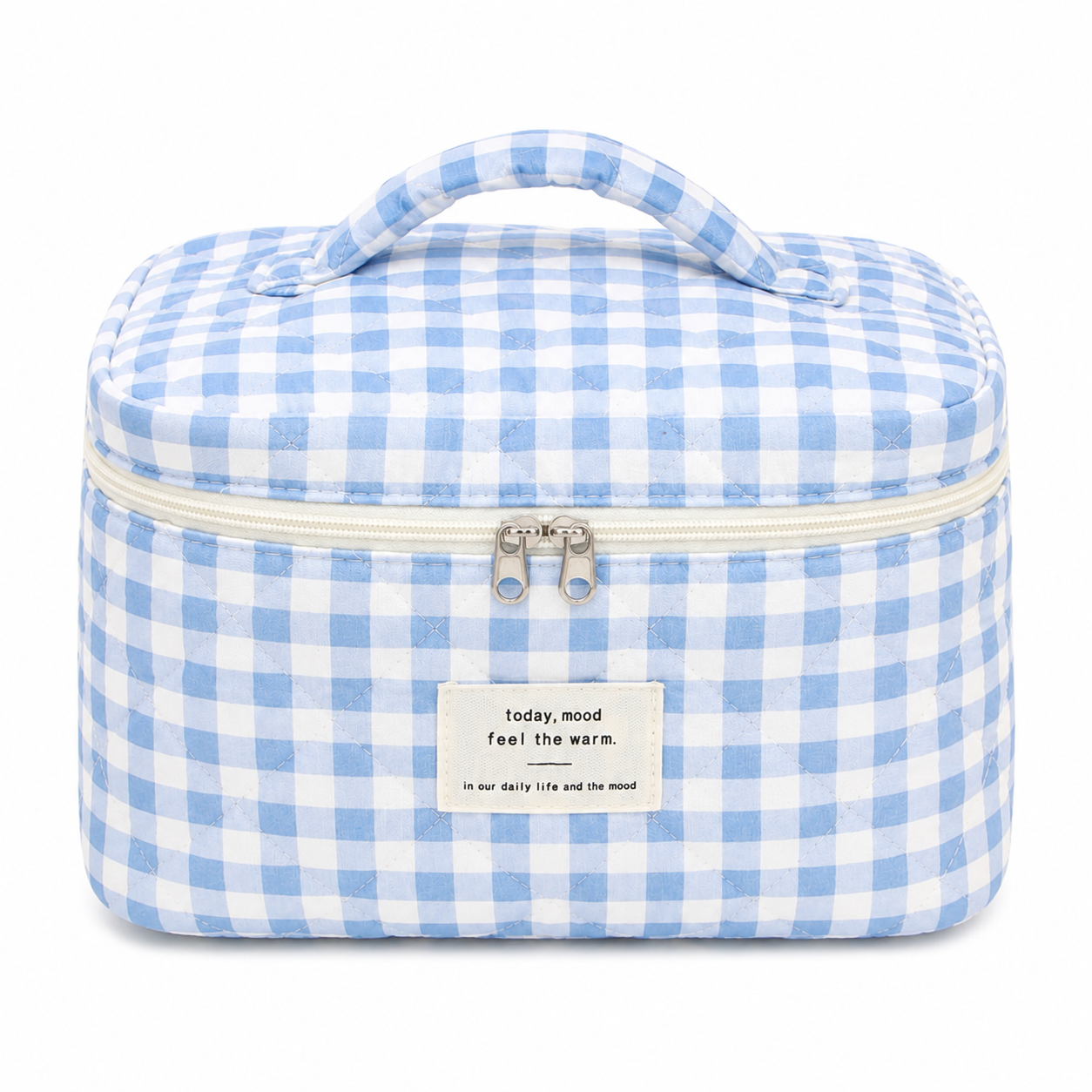 Blue Gingham Cosmetic Bag