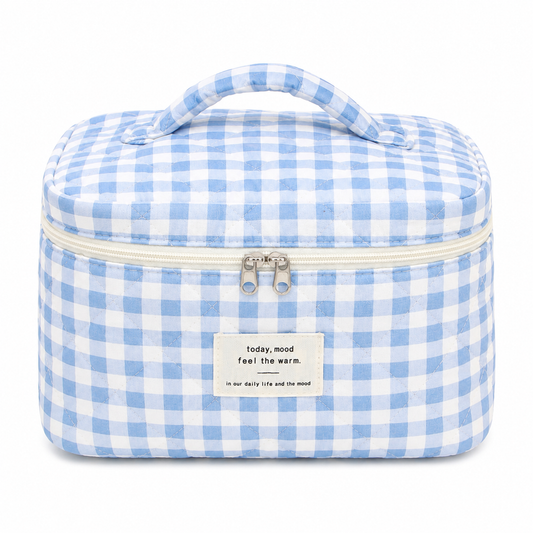 Blue Gingham Cosmetic Bag