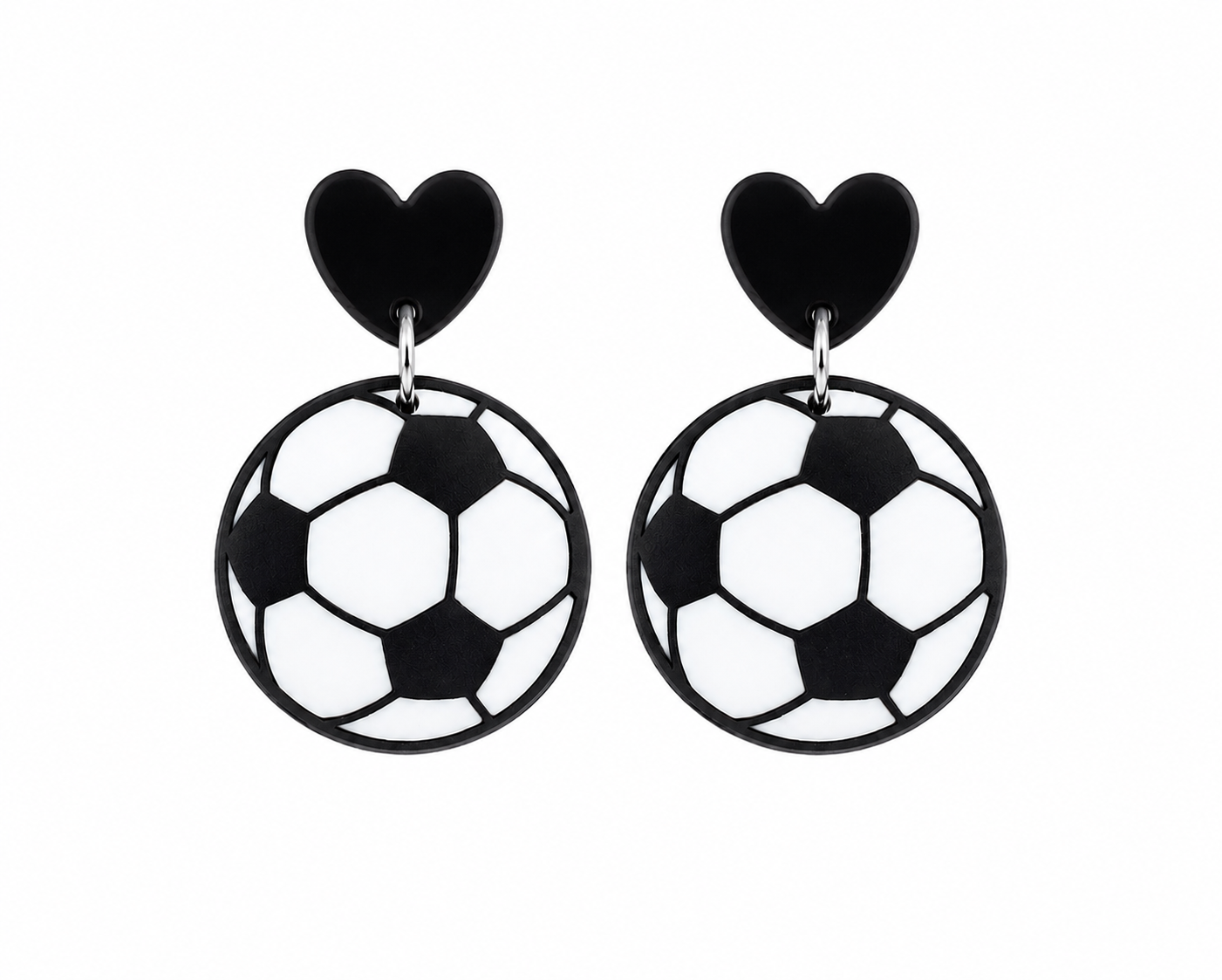 Black Heart Soccer Earrings