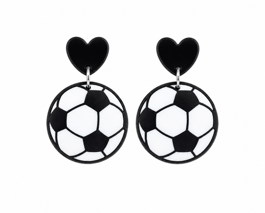 Black Heart Soccer Earrings