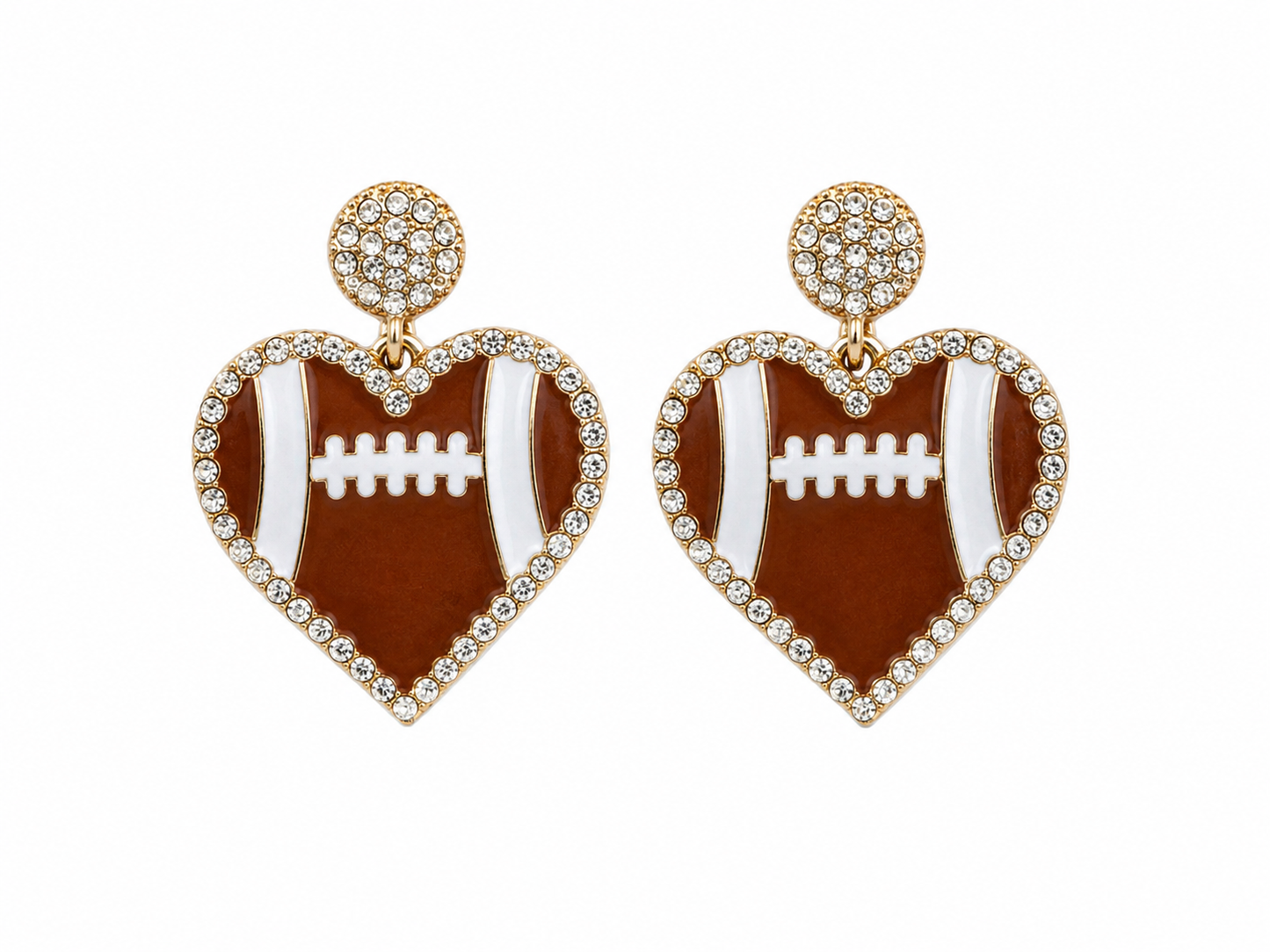 Sparkly Football Heart Earrings