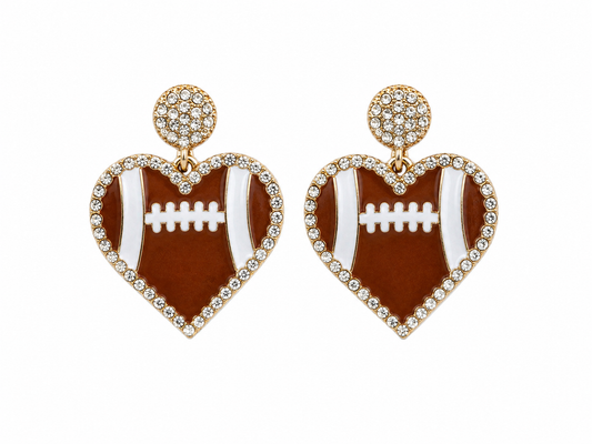 Sparkly Football Heart Earrings