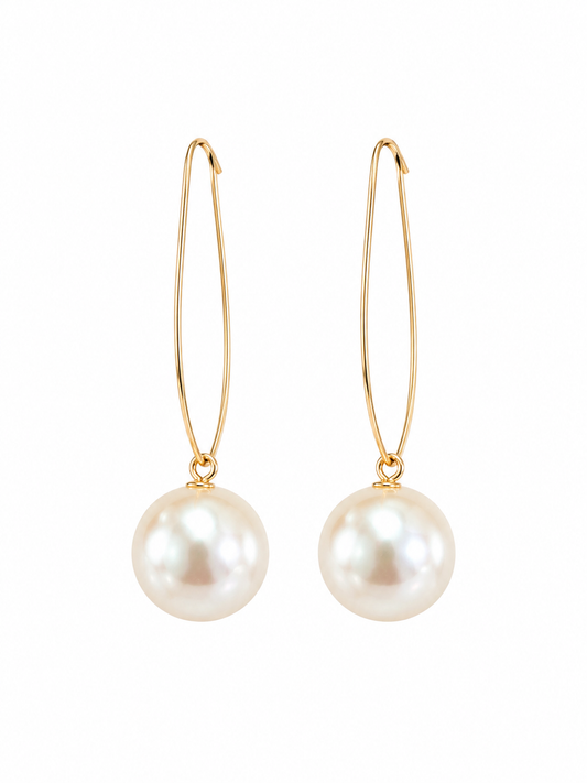 Gold Hoop Pearl Earrings
