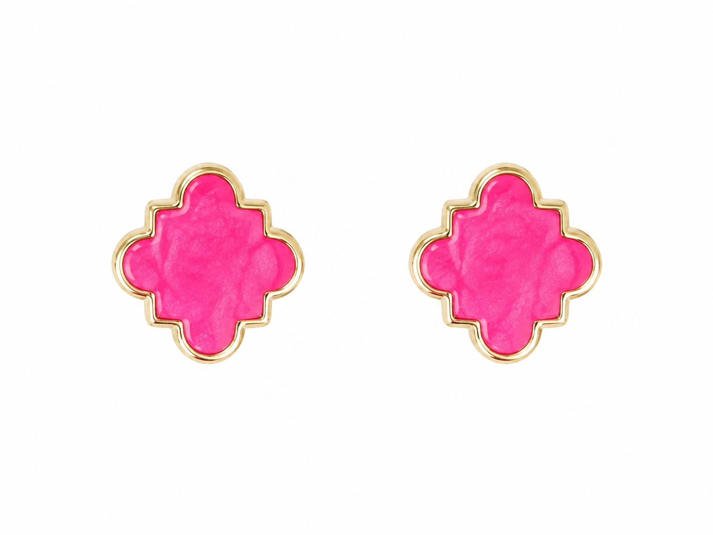 Hot Pink Clover Stud Earrings