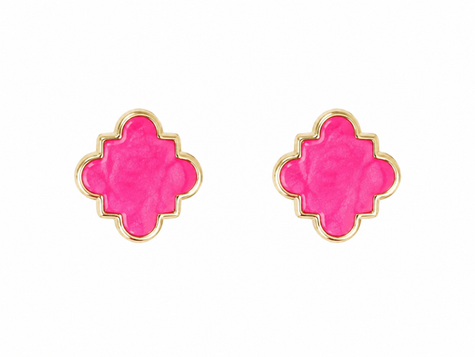 Hot Pink Clover Stud Earrings
