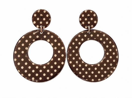 Brown & White Polka Dot Earrings