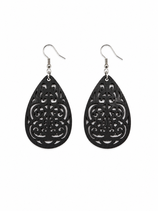 Black Vintage Teardrop Earrings