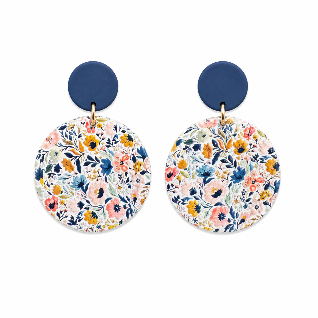 Navy Floral Earrings