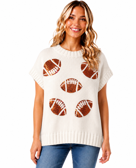 Football Sequin Knit Sweater
