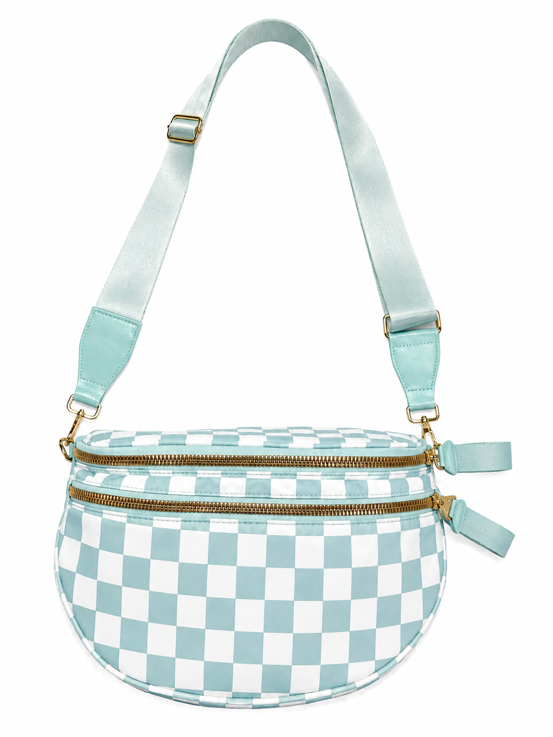 Teal & White Checkered Bum Bag