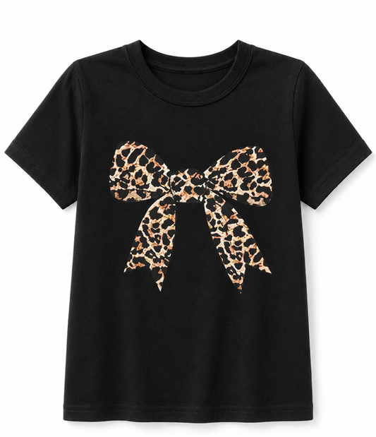 Kids Cheetah Print Bow Shirt