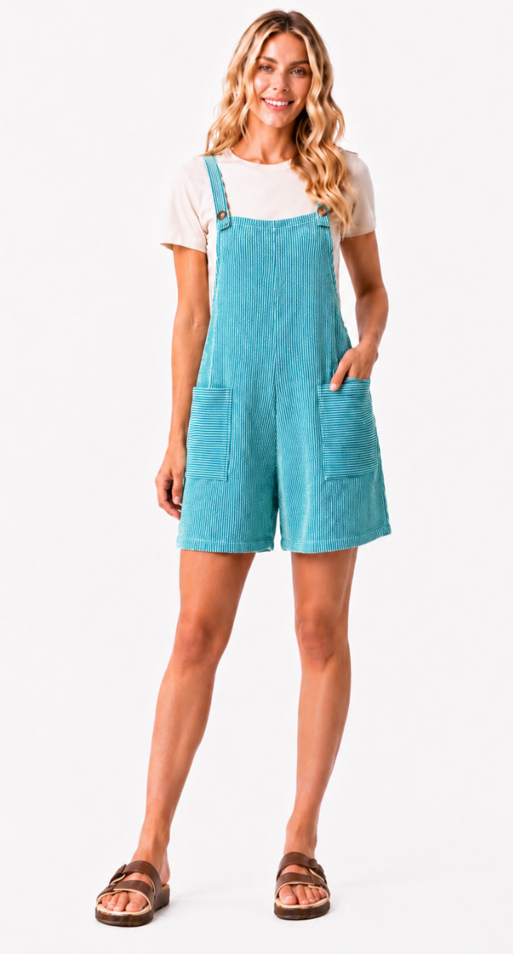 Turquoise Ribbed Romper