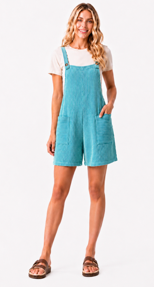 Turquoise Ribbed Romper