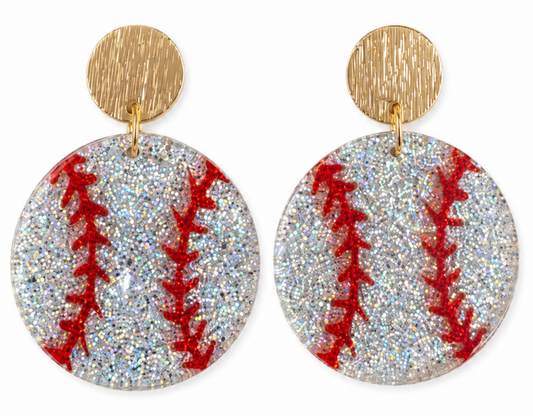 Sparkly Baseball Earrings
