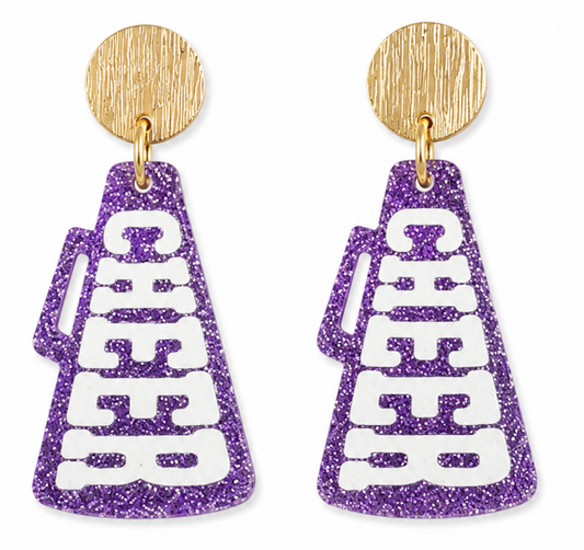 Sparkly Purple Cheer Earrings