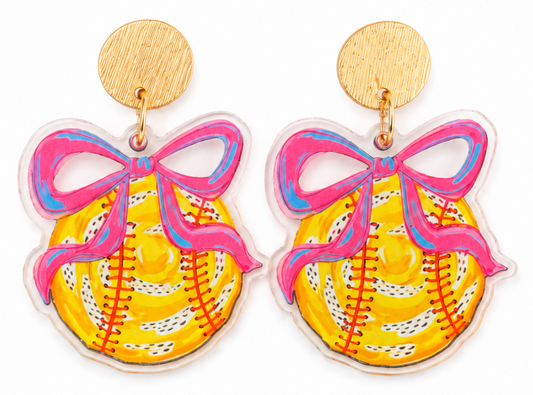Softball Earrings with Bows