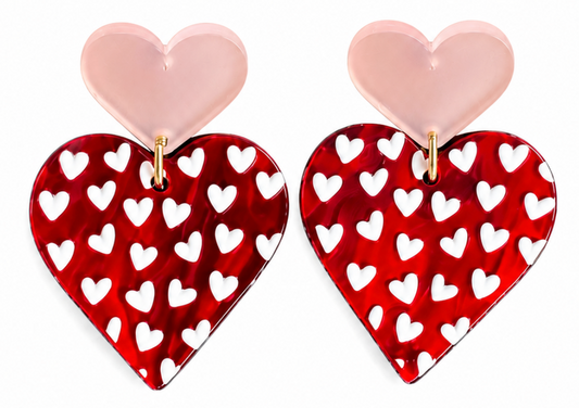 Red & White Heart Earrings